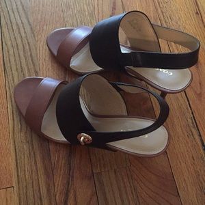 Coach leather color block heels size 10
